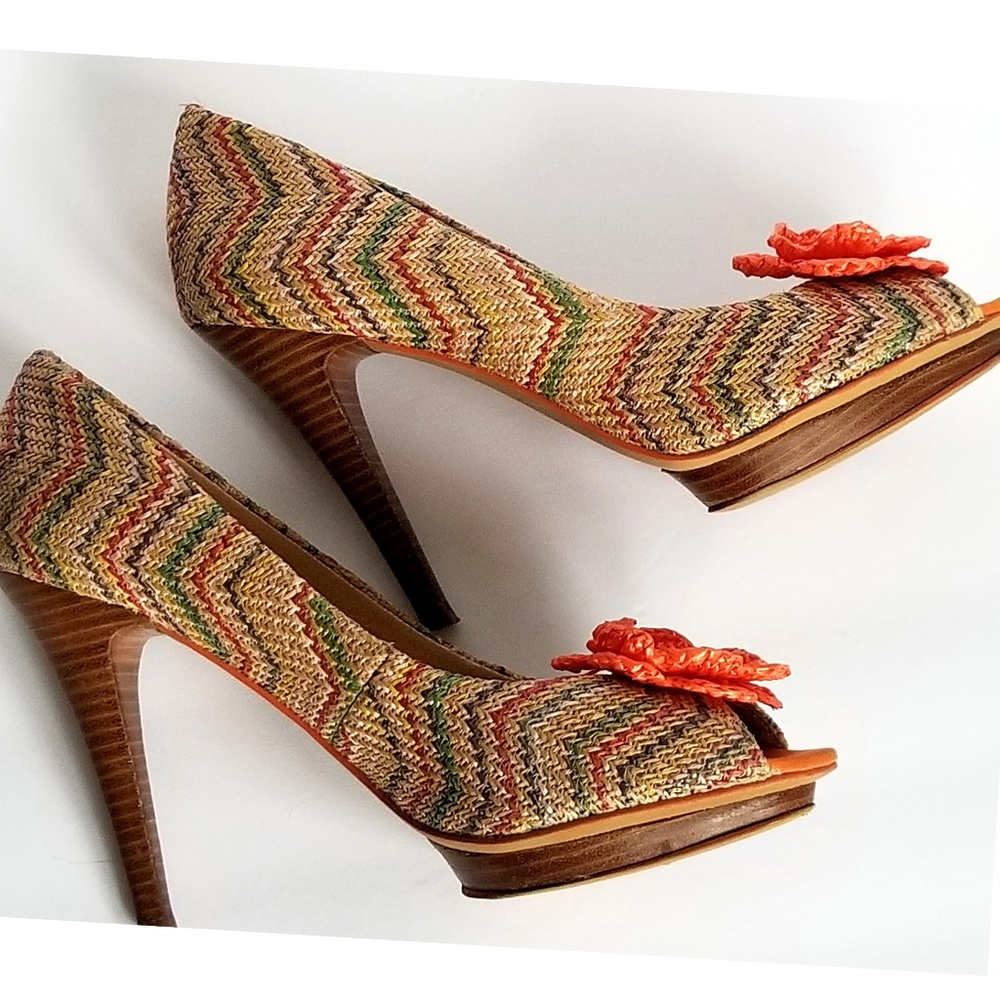 CLASSIC PEEP TOE HI HEEL FABRIC COVERED SHOEI